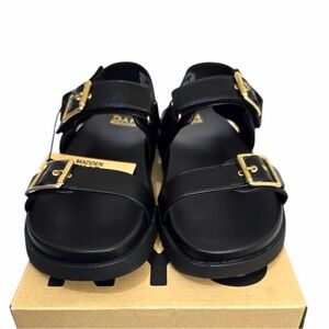 Madden Black Sandals with Gold Accents